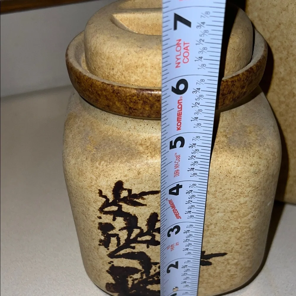 Pottery Stone wear retro crock Food Storage Canister Set of 2 made in the USA